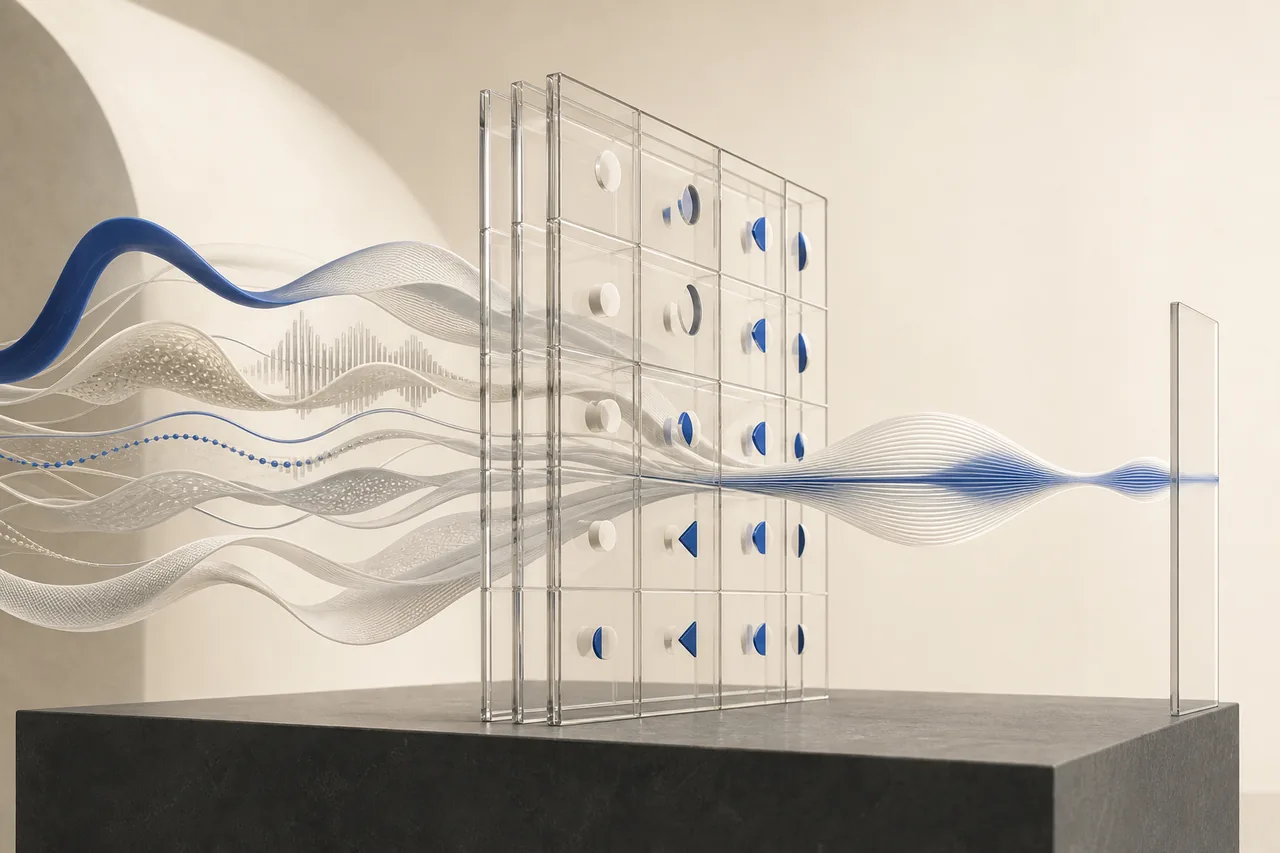 Signal vocal traversant une grille d’évaluation numérique